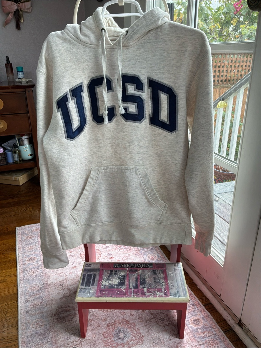 UCSD Men's Hooded Sweatshirt - Light Gray with Navy Lettering